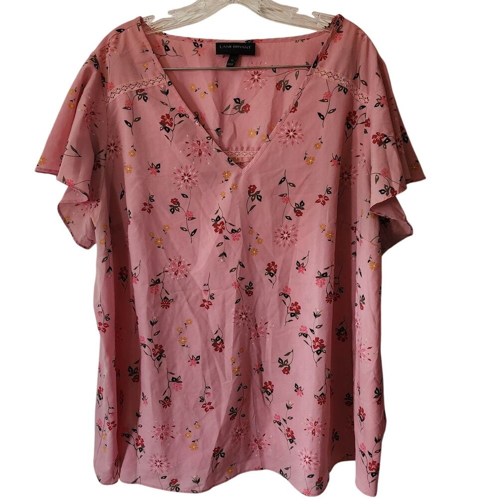 Lane Bryant Pink Floral Blouse Plus Size 22